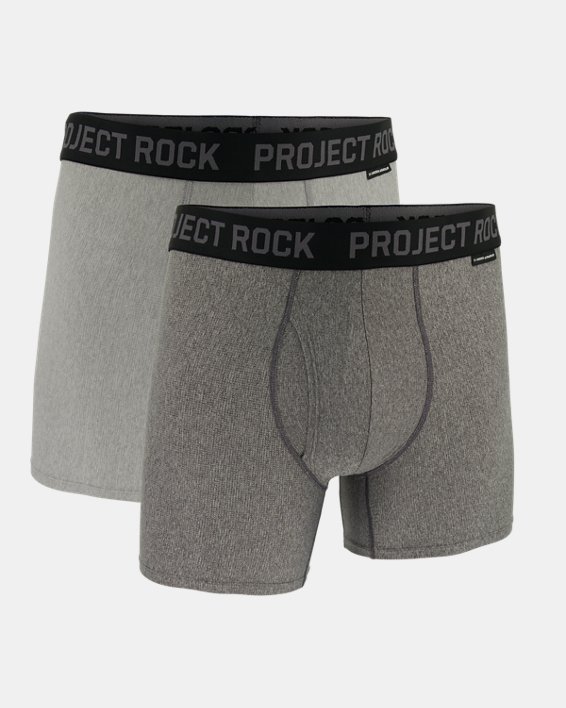 Men's Project Rock Performance Tech™ Mesh 5" 2-Pack Boxerjock® in Gray image number 2